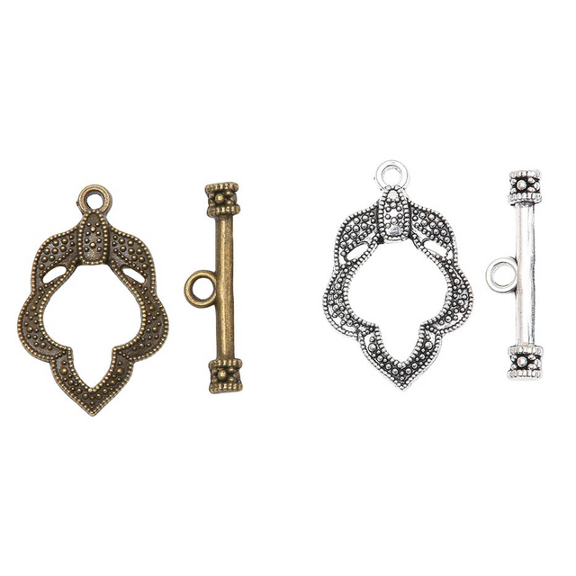 Fiasrel 10pcs Silver Plated Toggle Clasp T-O Clasp Metal Charms Jewelry