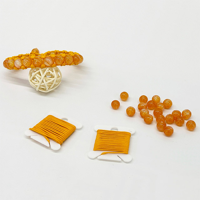 Fashion Handmade Braided Wax Thread Knot Charm Lucky Yellow Bead Bracelet Thread