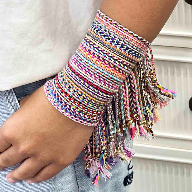 Fiasrel Bracelet Woven Rope Colorful Bracelet Jewelry Couple Men's and Women's Jewelry Accessories Adjustable Cotton Rope Bracelets