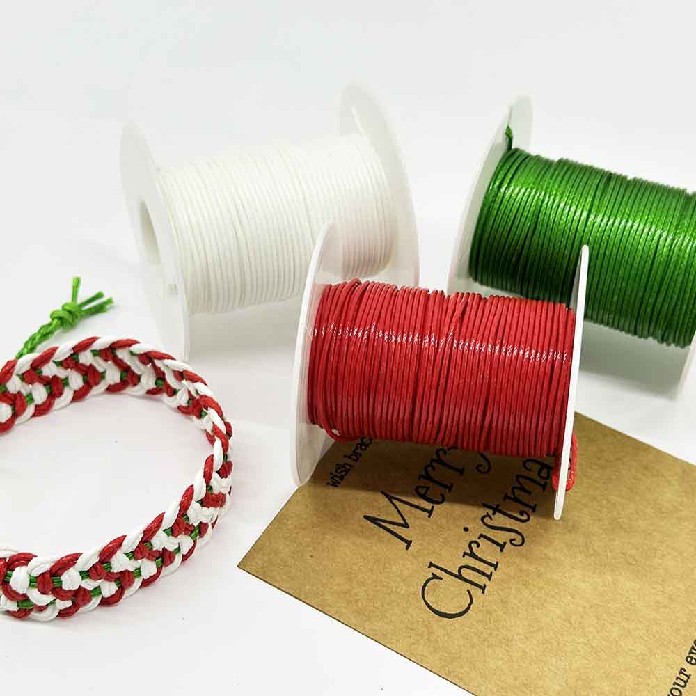 Fiasrel Christmas Thread Kit: 0.5/0.8/1.0/1.5mm 5/10/20yards DIY Braided Bracelet Necklace Rope Waxed Polyester Beading Cord for Jewelry Making Craft Supplies Other Decors Handwoven Accessories