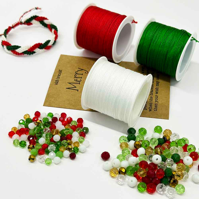 Fiasrel Christmas Thread Kit: 0.6/0.8/1.0/1.5mm 5-20yards Nylon Knot Macrame Cord Rope for DIY Bracelet Necklace Jewelry Making Craft Supplies