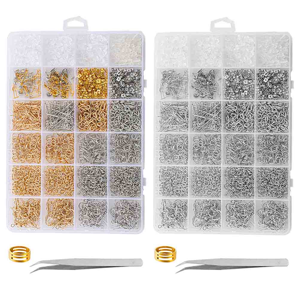 Fiasrel Earring Repair Accessories Set Jewelry Findings Tools Open Jump Rings Hook Kit for Jewelry DIY Making Kit
