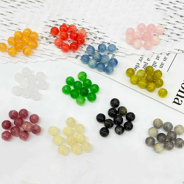 Fiasrel 20pcs 8mm 10mm Round Acrylic Beads for DIY Jewelry Bracelet Necklace Earring Phone Strap Crafts Supplies