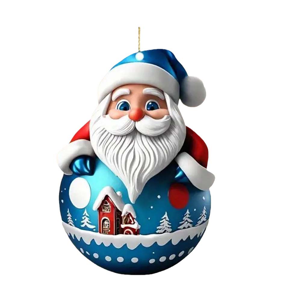 Fiasrel 5pcs Santa Claus Pendants Acrylic Decorative Christmas Tree Hanging Ornaments