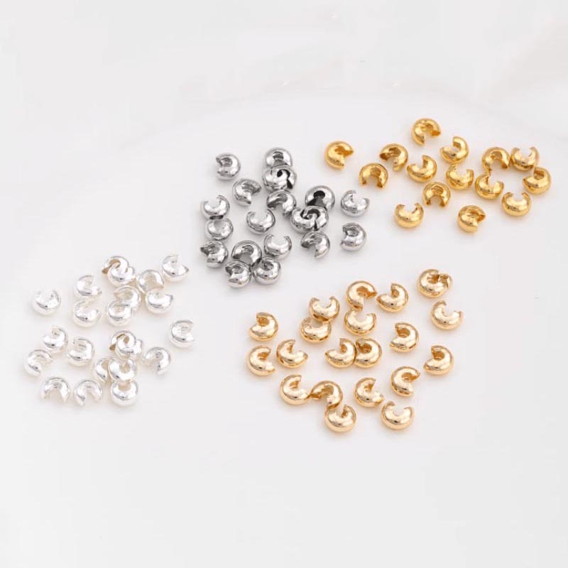 Fiasrel 20/50pcs Brass Clasp Connector Curved Moon Positioning Spacer Crimp Buckle Bracelet Accessories for Jewelry Making