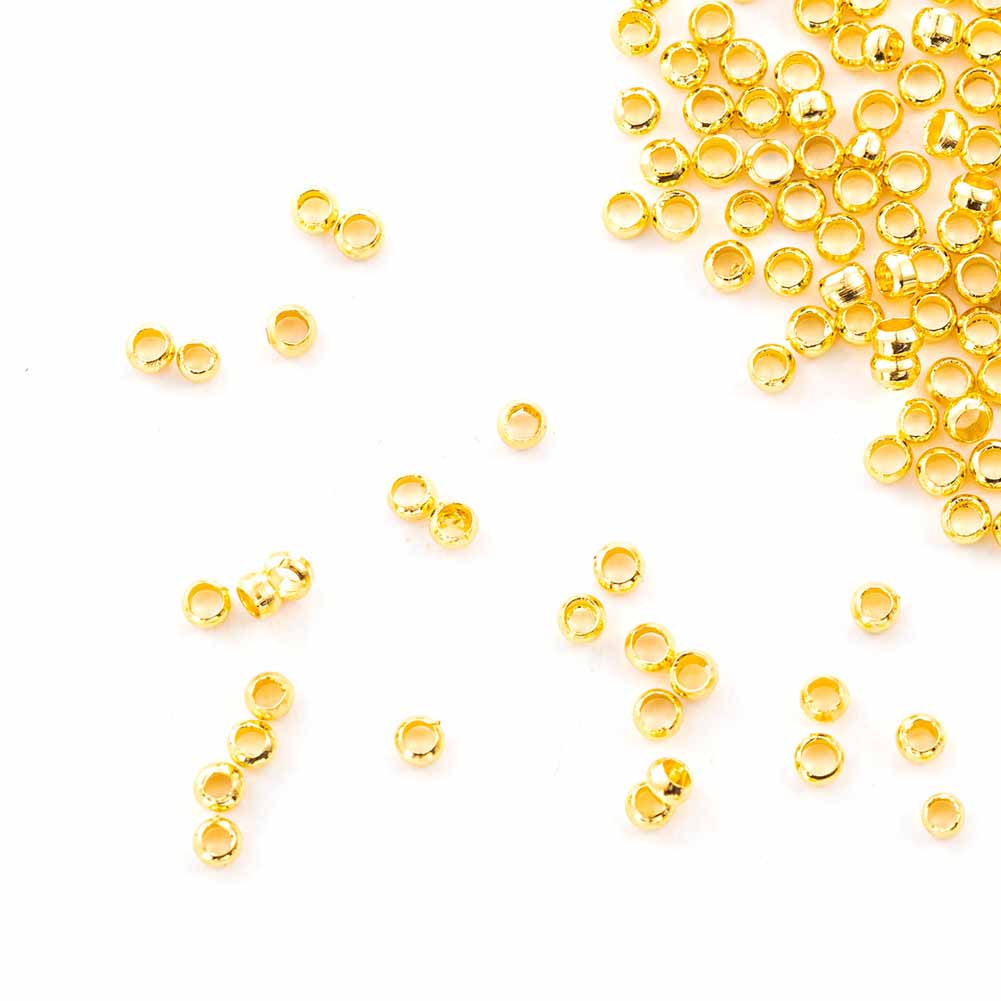 Fiasrel 100pcs Gold Plated Round Spacer Positioning Beads for Diy Jewelry Making