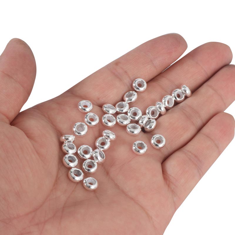 Fiasrel 10pcs 18K Gold Plated Brass Jewelry Findings Adjustable Locating Slider Beads Positioning Stopper Spacer Beads with Rubber inside for Jewelry Making