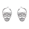 Fiasrel 1pair Spooky Skull Featured Silver Plated Halloween Drop Hoop Earrings for Women Girls