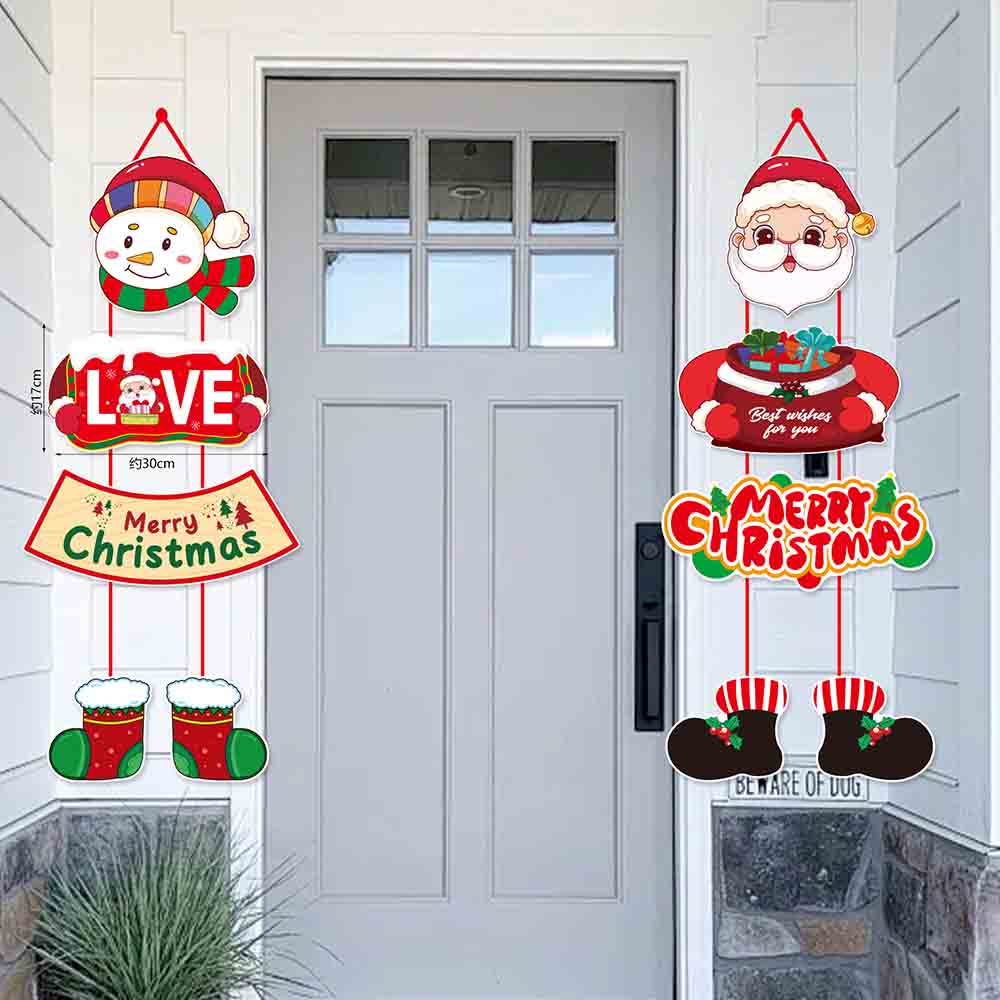 Fiasrel Christmas Santa Christmas Home Front Door Wall Hanging Christmas Banner Garage Porch Decor Couplets Door Wall Hanging Signs