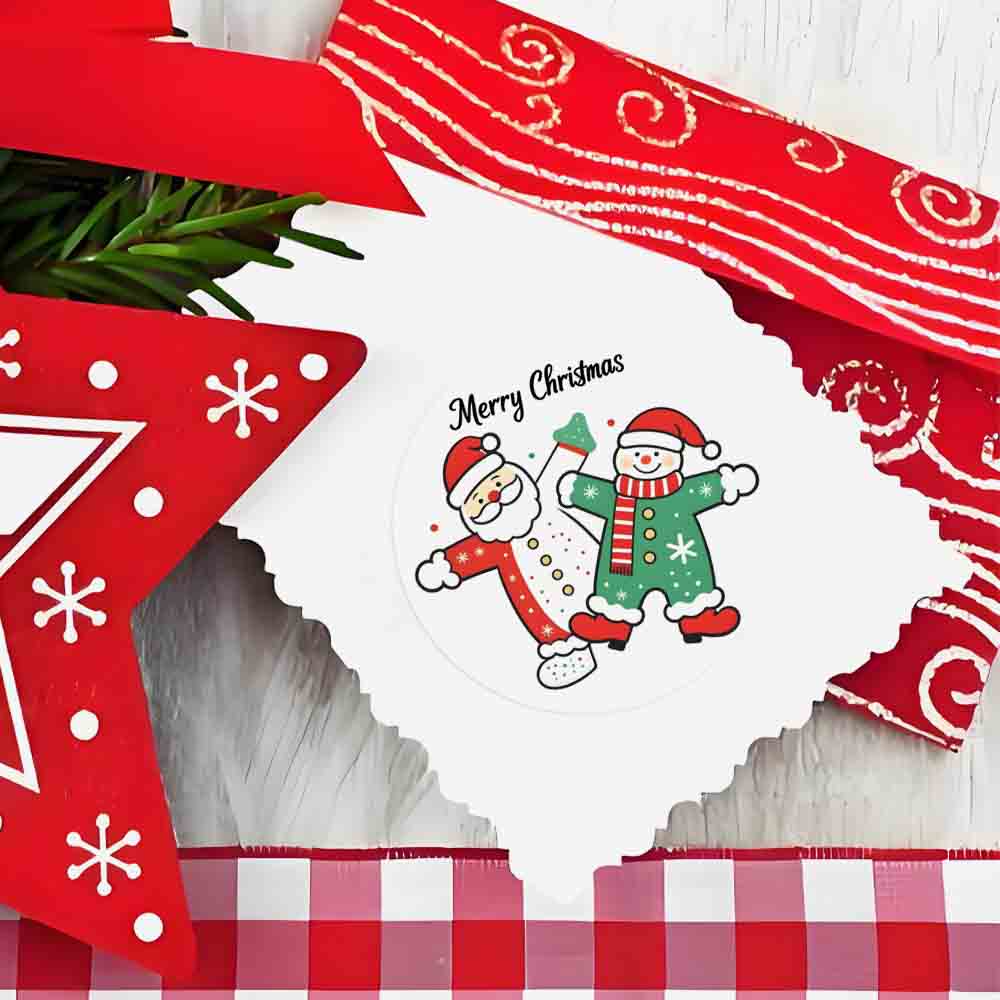 Fiasrel Christmas 500pcs/roll Stickers Pattern Merry Christmas Car Sticker Waterproof Hloliday Stickers for Decoration