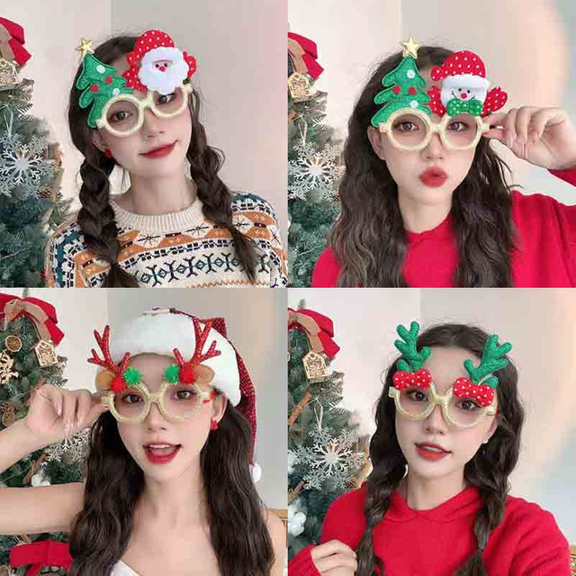 Fiasrel Christmas Decorations Glasses Adult and Children Photograph Christmas Party Decoration Supplies