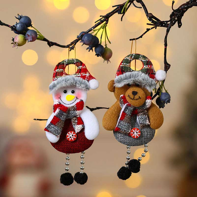 Fiasrel 1/4pcs Christmas Ornaments Santa Claus Snowman Hanging Tree Toy Doll Winter Holiday Home Decorations Kids Gifts