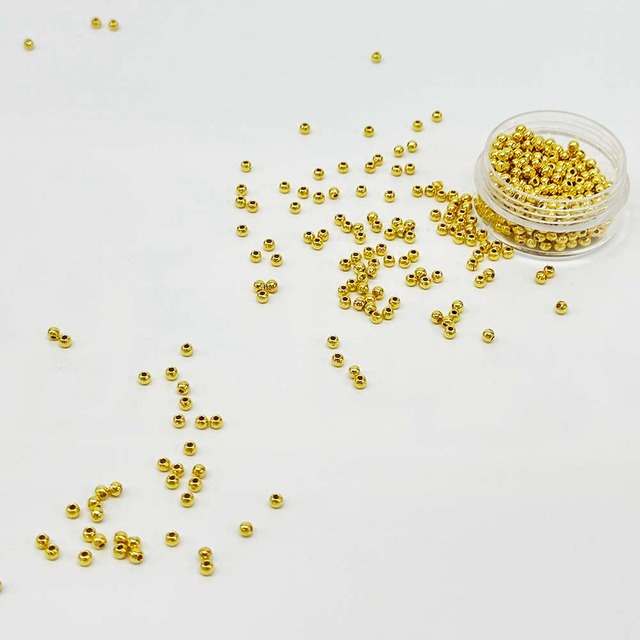 Fiasrel 3mm-10mm Golden Plated Loose Spacer Beads Vacuum Plating Plastic Beads for Jewelry Making