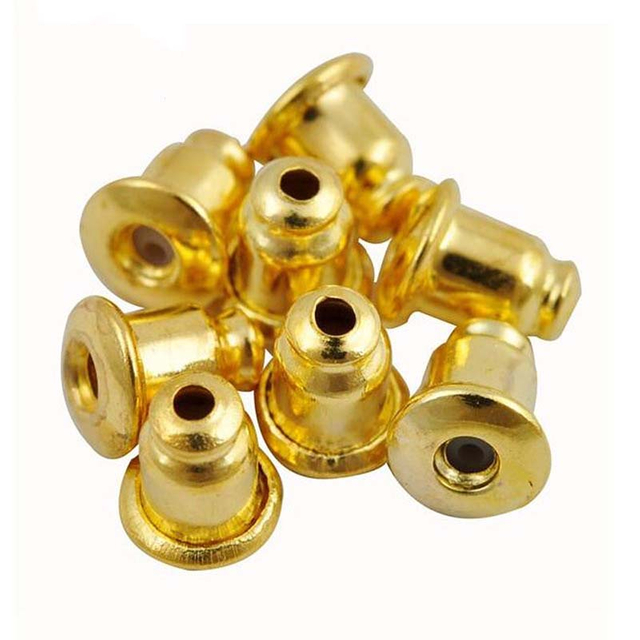 Fiasrel 50pcs Plated Ear Nuts Metal Bullet Earring Studs Back for Earrings Making