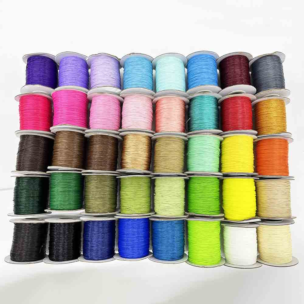 Fiasrel 5Rolls 850 Yards Black 0.5mm/0.8mm/1.0mm/1.5mm Waxed Cord for Jewelry Making DIY Bracelet Necklace String Handmade Craft Supplies