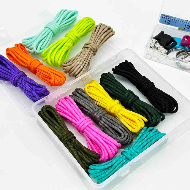Fiasrel 4mm 7 Core Woven Polyester Colorful Nylon Camping Tent Braided Rope Jewelry Bracelet Making 550 Parachute Cord