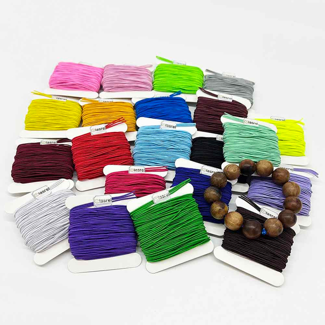 Fiasrel 1mm 24yards Braided Elastic Cord Beading Threads Stretch String Fabric Crafting Cords for Jewelry Making
