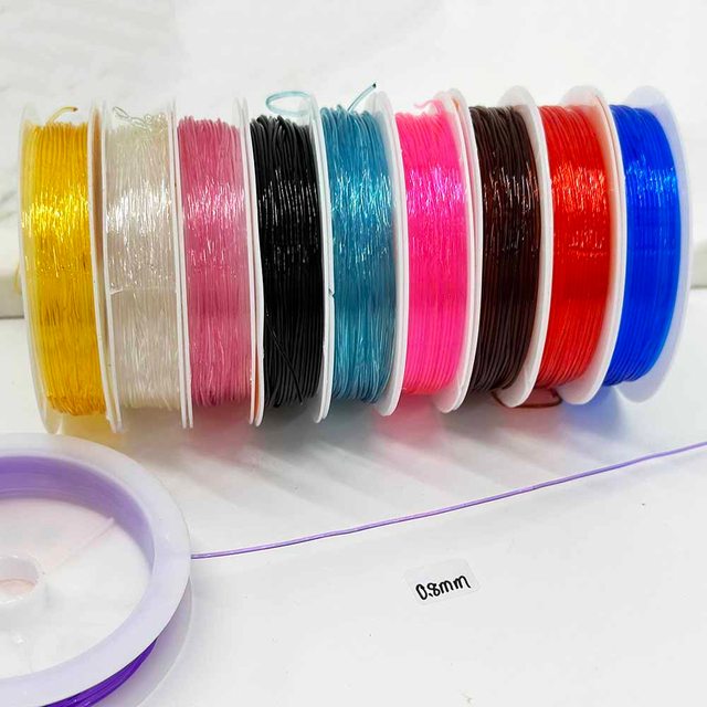Fiasrel 10rolls/Bucket 0.6mm 0.8mm 1.0mm Mixed Colored Stretchy Jewelry Cord Crystal Elastic String Cord For DIY Crafts Bracelet, Necklace Jewelry Making