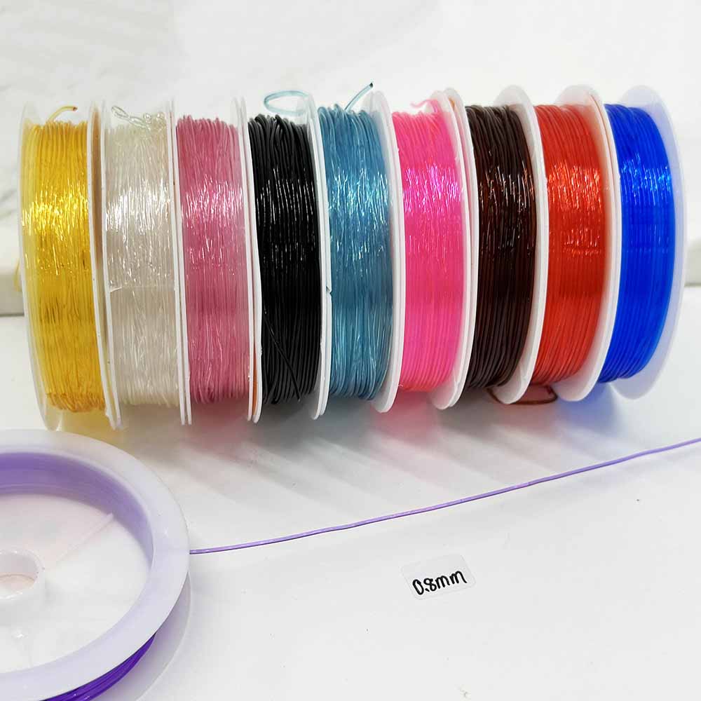 Fiasrel 10rolls/Bucket 0.6mm 0.8mm 1.0mm Mixed Colored Stretchy Jewelry Cord Crystal Elastic String Cord For DIY Crafts Bracelet, Necklace Jewelry Making