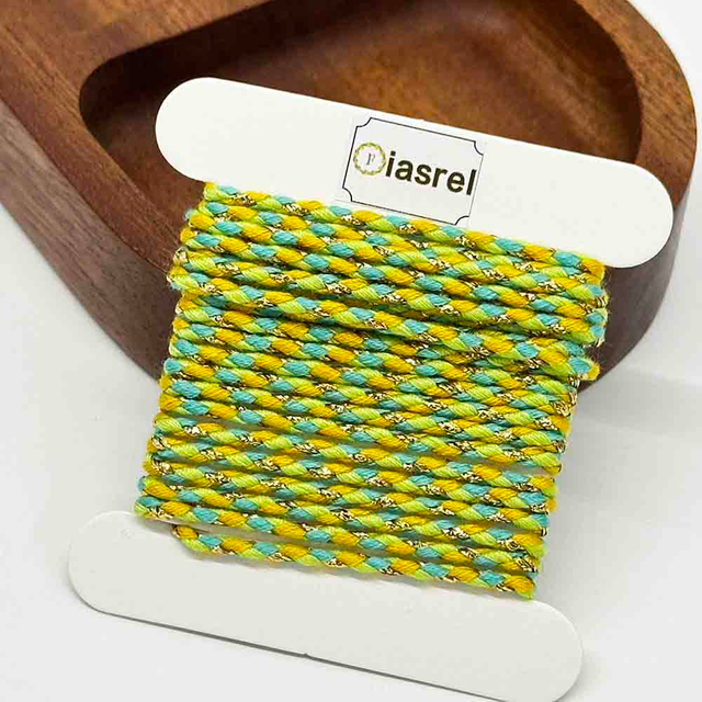 Fiasrel 1pcs 2mm 2Yards Multicolor 4-Ply Polycotton Cord Polyester Braided Rope Cord Twisted Macrame String for DIY Crafts Home Textile Wedding Decorative Supplies