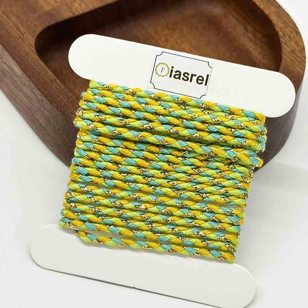 Fiasrel 1pcs 2mm 2Yards Multicolor 4-Ply Polycotton Cord Polyester Braided Rope Cord Twisted Macrame String for DIY Crafts Home Textile Wedding Decorative Supplies