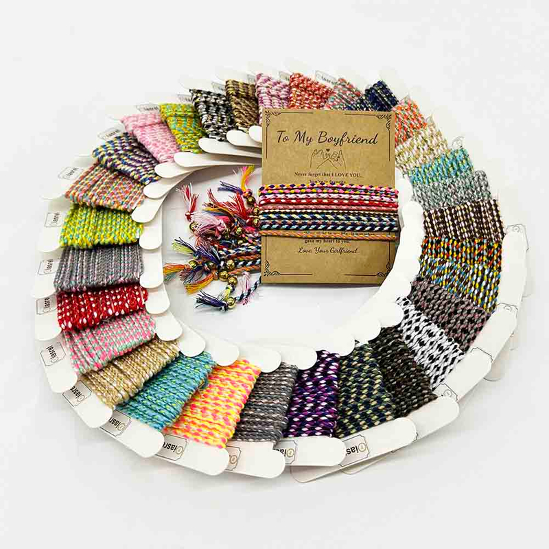 Fiasrel 30pcs/Set 4-Ply Gold Wire 2mm Polycotton Metallic Cord Macrame Rope Multicolor Braided Cotton Cord Handwoven Thread String for DIY Lanyard Necklace Bracelet Gift Wrap Jewelry Making Supplies