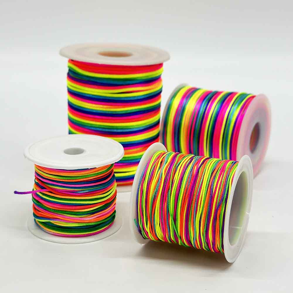 Fiasrel 0.8/1.0/1.5/2.0mm Rainbow Nylon Cord Thread Bracelet Braided String Chinese Knot Macrame Cord for Beading, Bracelets & Necklaces Jewelry Crafting