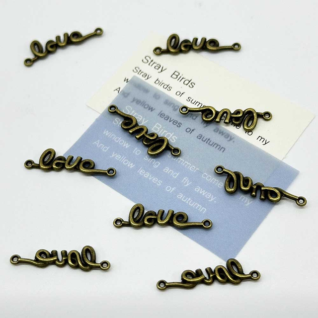 Fiasrel 20/50pcs Antique KC Golded Tone Alloy alloy LOVE linker Charm Connector for Valentines Day Jewellery Necklace Bracelet Supplies