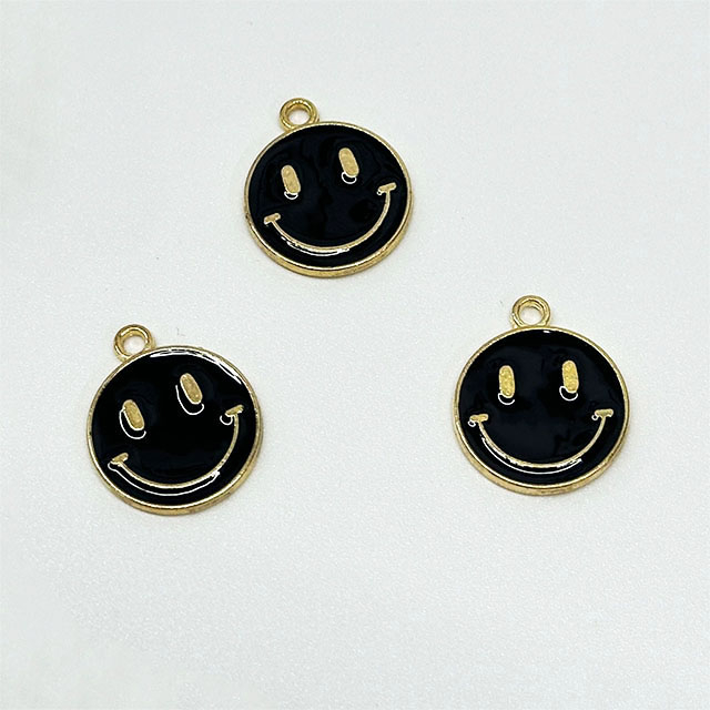Fiasrel 10/50pcs Alloy Round Enamel Smile Face Charms for Earrings Necklace Bracelet DIY Jewelry Making Accessories