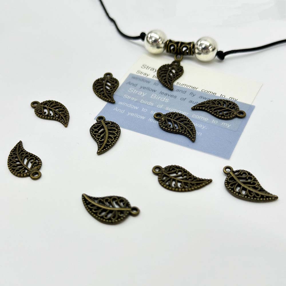 Fiasrel 20/50pcs Mix Color Antique Hollow Filigree Leaf Charms for DIY Jewelry Bracelets Necklaces Earrings Keychains