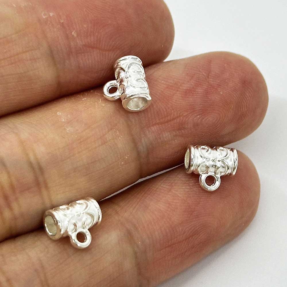 Fiasrel Metal Beads Pendant Loop Silver-plated Beads for Decorated Pendant Charm Jewelry Making