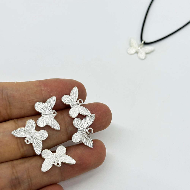 Fiasrel 20/50pcs Pieces Spacer Beads Butterfly Animal Wing DIY Hollow Out Zinc Alloy Accessories for DIY Jewelry Making Bracelet Necklace Ankle Supplies