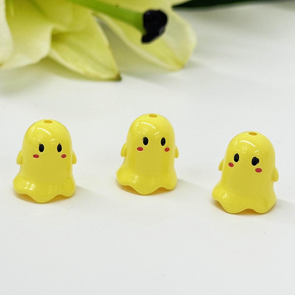 Fiasrel 10pcs Cartoon Ghost Hollow Acrylic Vertical Hole Acrylic Beads for DIY Handmade Bracelet Necklace Material Holiday Home Decoration Jewelry Accessories