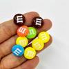 Fiasrel 20/50pcs Colorful Flat Round Beads Rainbow Candy Straight Hole Plated M Bean Acrylic Beads for DIY Jewelry Making Bracelet Phone Chain Handmade Craft Supplies