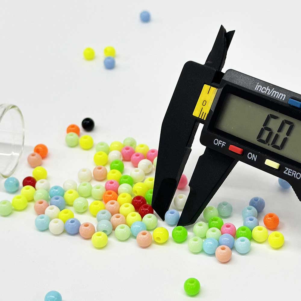 Fiasrel 6-14MM 100pcs Round Spacer Candy Colors Beads Halloween & Christmas Acrylic Jewelry Ball Beads for Making Bracelet Necklace Earring DIY Craft Keychain