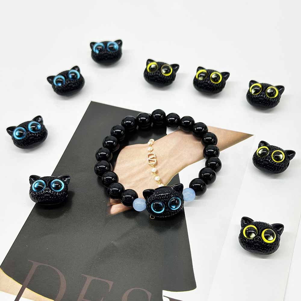 Fiasrel 10pcs Cute Kitten Beads Resin Cute Cat Pattern Beads for DIY Jewelry Making DIY Bracelet Necklace Accessories