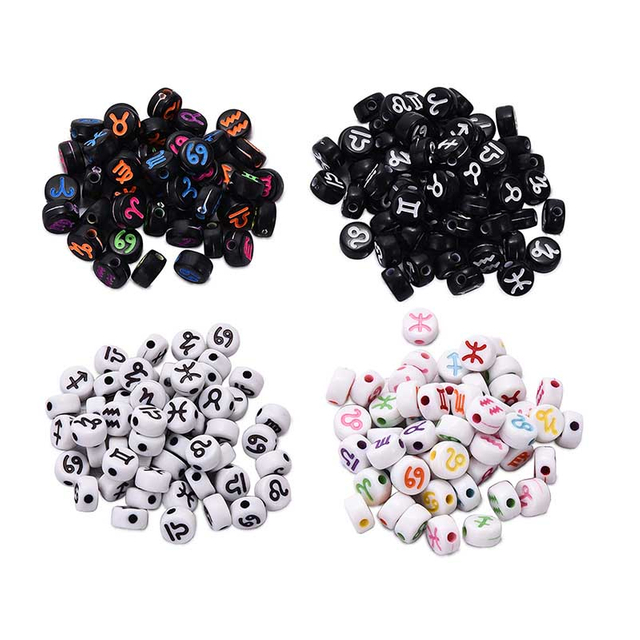 Fiasrel 7*4mm Zodiac Acrylic Beads for Jewelry Making – DIY Beads for Bracelets & Necklaces