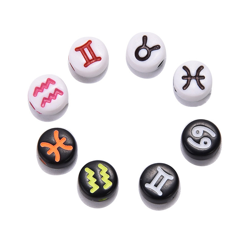 Fiasrel 7*4mm Zodiac Acrylic Beads for Jewelry Making – DIY Beads for Bracelets & Necklaces