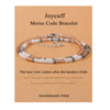 Fiasrel Inspirational Minimalist Picasso Stone Beaded Bracelet Adjustable Stainless Steel Bangles 