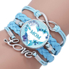 Fiasrel IFashion Multi-layer Braided Leather Bracelet with Gem Jewelry 'Mom Time' for 