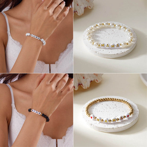 Fiasrel Mama Bracelet Handmade Jewelry Matte Beaded Bracelet Personalized Bracelet