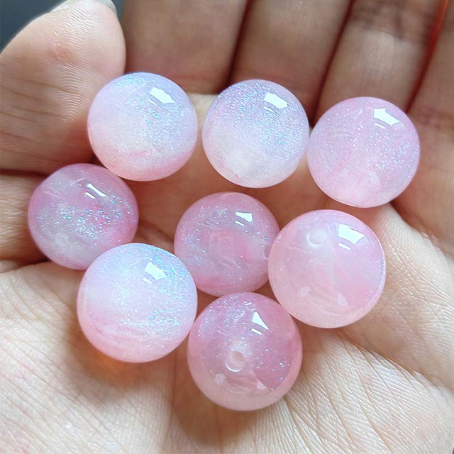 Fiasrel 16mm Glitter Resin Starry Sky Beads – DIY Craft Supplies for Bracelets Accessories
