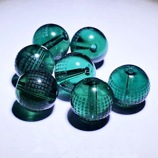 Fiasrel Green Crystal Heart Sutra Beads - Loose Mantra Beads for DIY Buddhist Jewelry Prajnaparamita Scripture Beads Mala Accessories