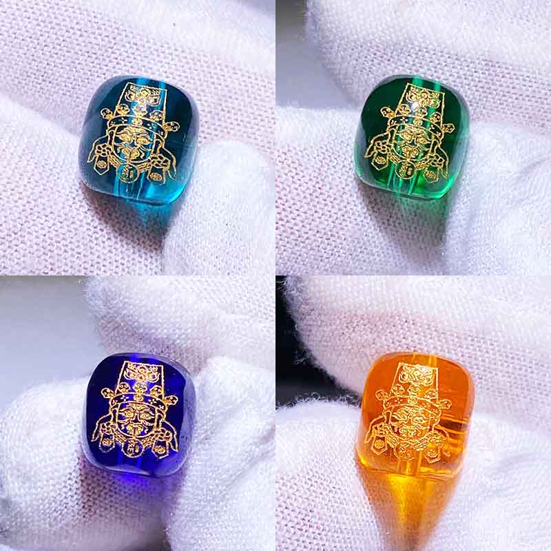 Fiasrel Zhaxi Lhamo Carved Beads - Gold Foil Tibetan Barrel Beads for Waist Prayer Mala DIY Multicolor Sacred Jewelry Components