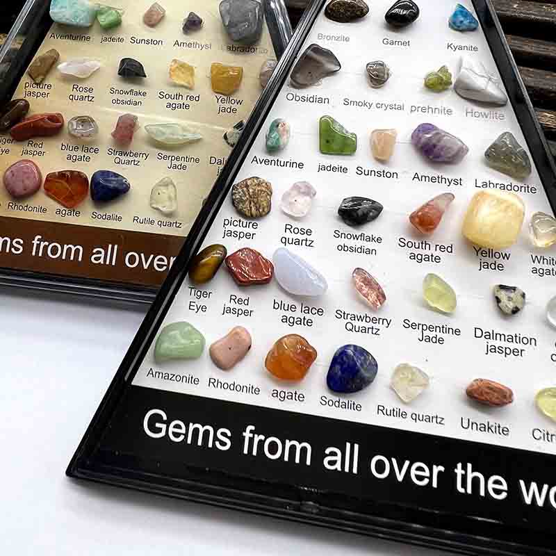 Fiasrel 36-Piece Natural Crystal & Agate Gemstone Collection - Triangular Mineral Specimen Set Polished Geological Teaching Materials for Rock Identification