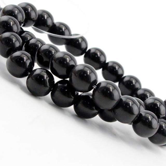 Fiasrel 1bundle 4-16mm Black Round Beads - Onyx Crystal Glass Beads for DIY Jewelry & Bead Curtains