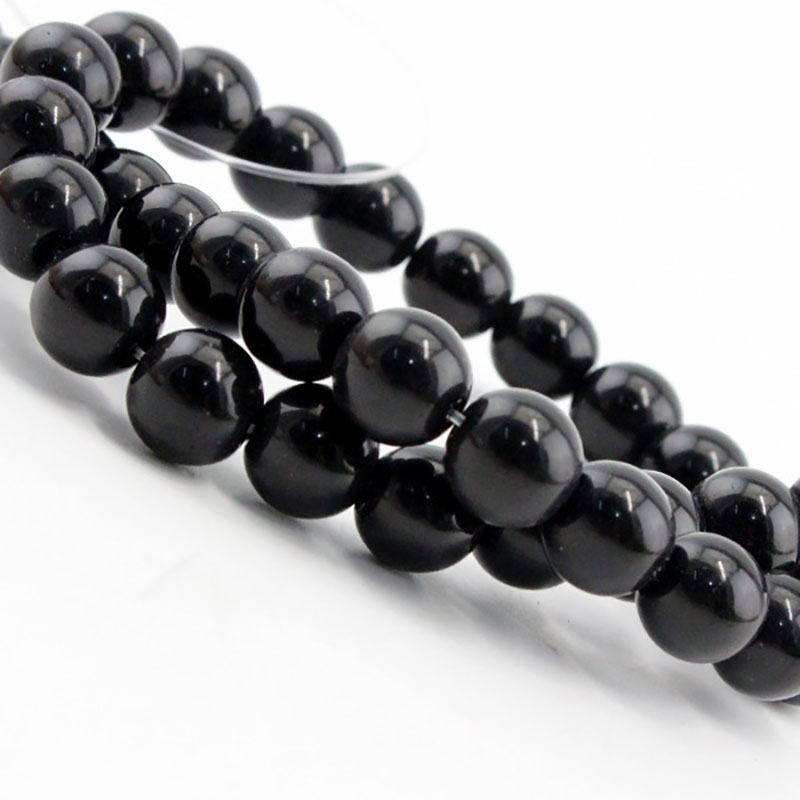 Fiasrel 1bundle 4-16mm Black Round Beads - Onyx Crystal Glass Beads for DIY Jewelry & Bead Curtains