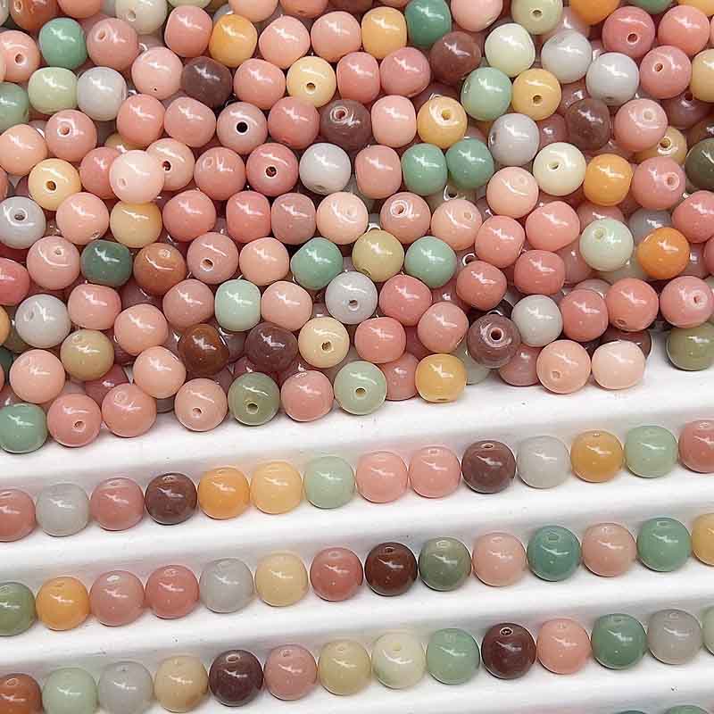 Fiasrel Round Stone Beads Natural Alxa Stone Beads for Jewelry Making DIY Bracelet Necklace