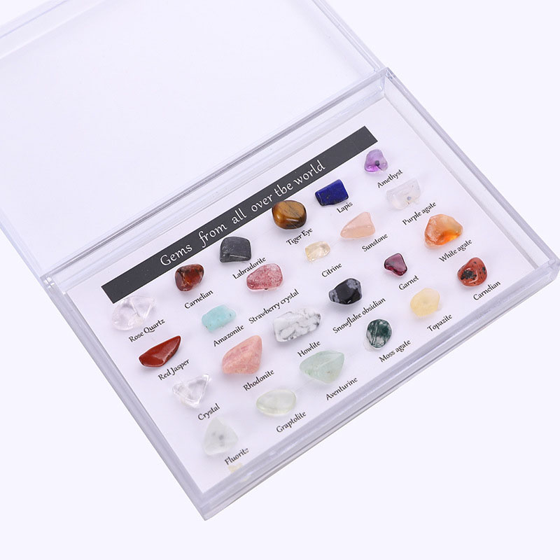 Fiasrel 24 Specimens of Natural Crystal Agate & Semi-Precious Stones - Polished Mineral Rocks for Geological Education