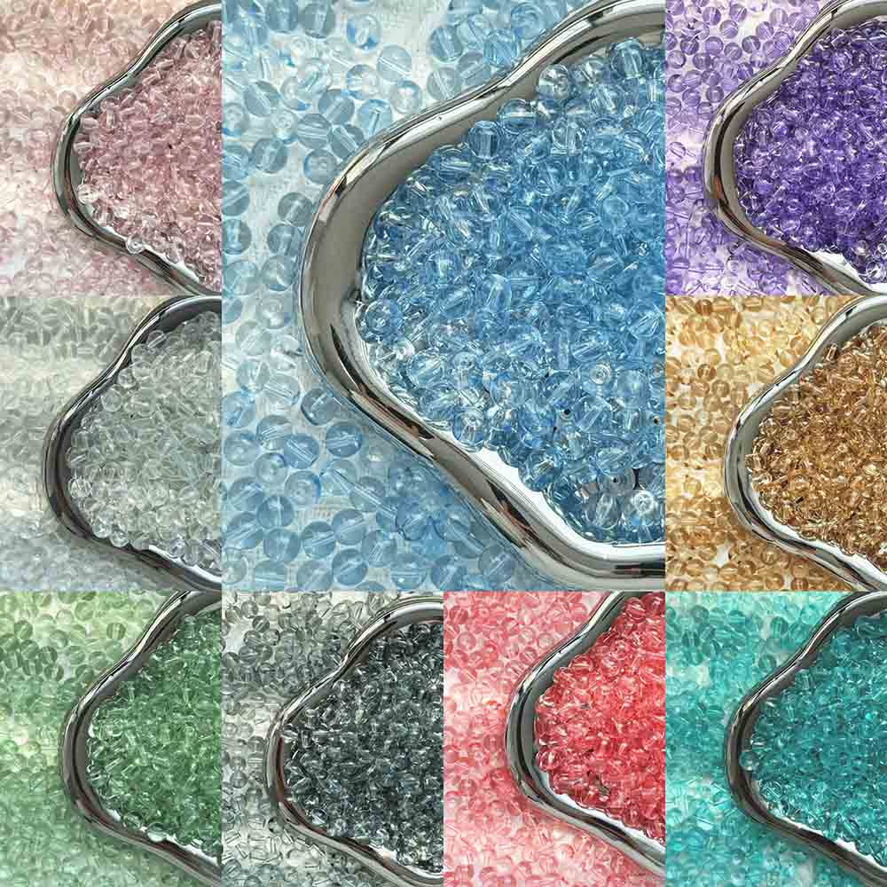 Fiasrel 1bundle 8-10mm Transparent Glass Beads for Handmade DIY Jewelry Making for Bracelets Necklaces Buttons and Decorative Accessories